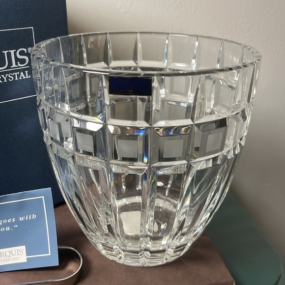 Marquis Waterford Crystal Quadrata Ice Bucket with Metal Tongs in Original Box - Picture 2 of 10